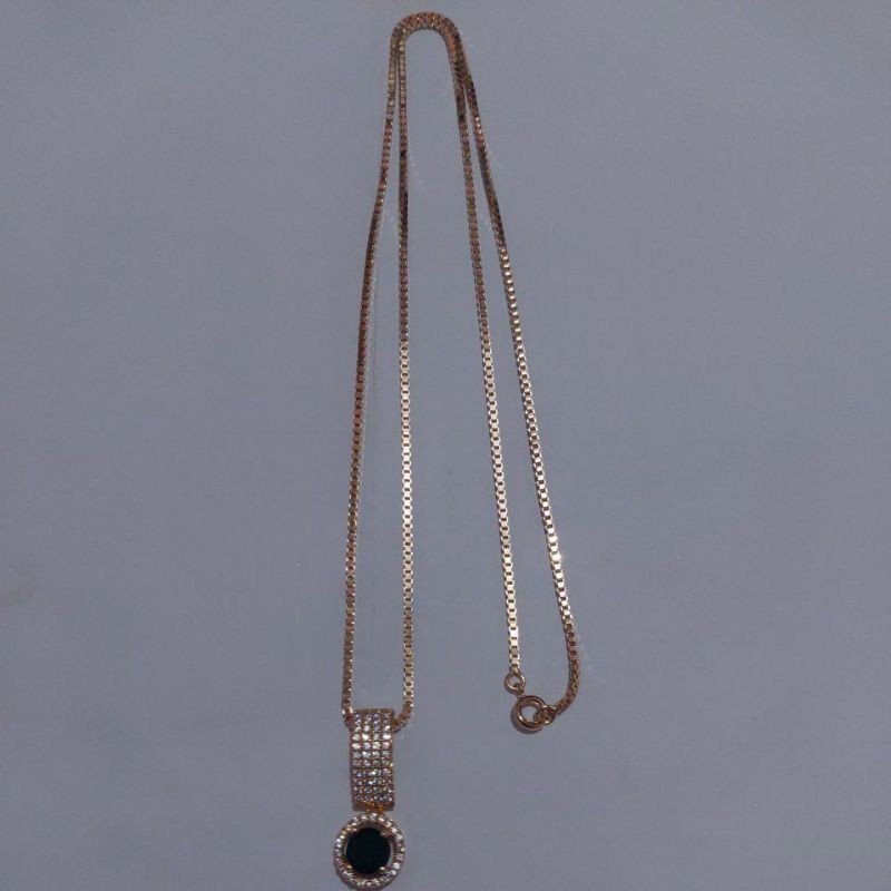 Kalung + Liontin Batu Hitam Titanium