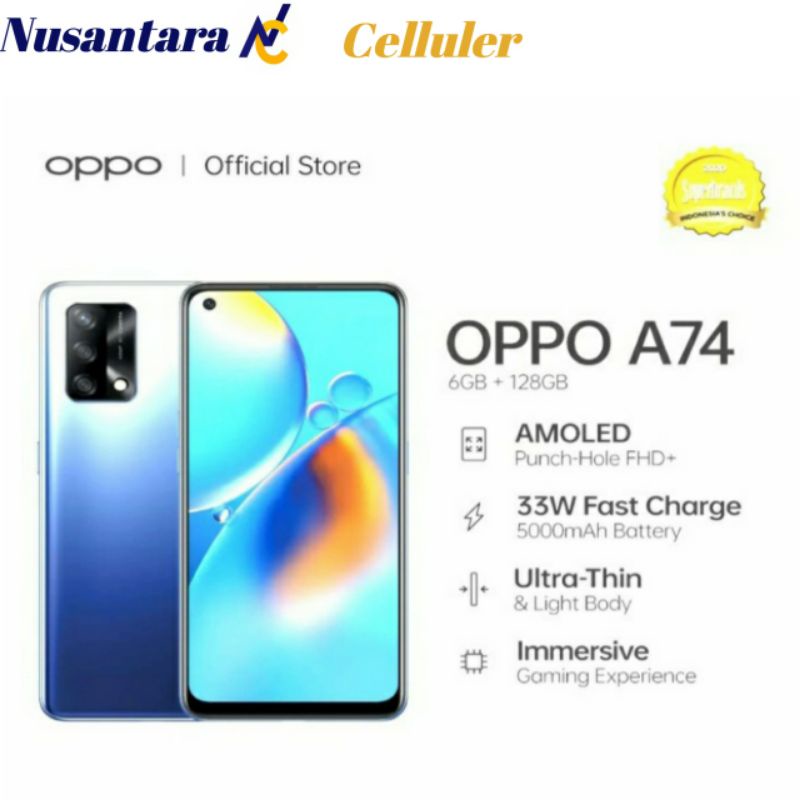 HP OPPO A74 4G 6/128 GB [OPPO A74 RAM 6 GB ROM 128 GB] GARANSI RESMI