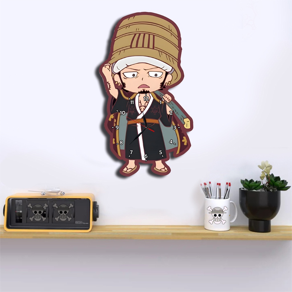 Jam Dinding Pola Unik Design Onepiece Special Edition Free Vintage Box + Baterai rajadekorofficial-Law