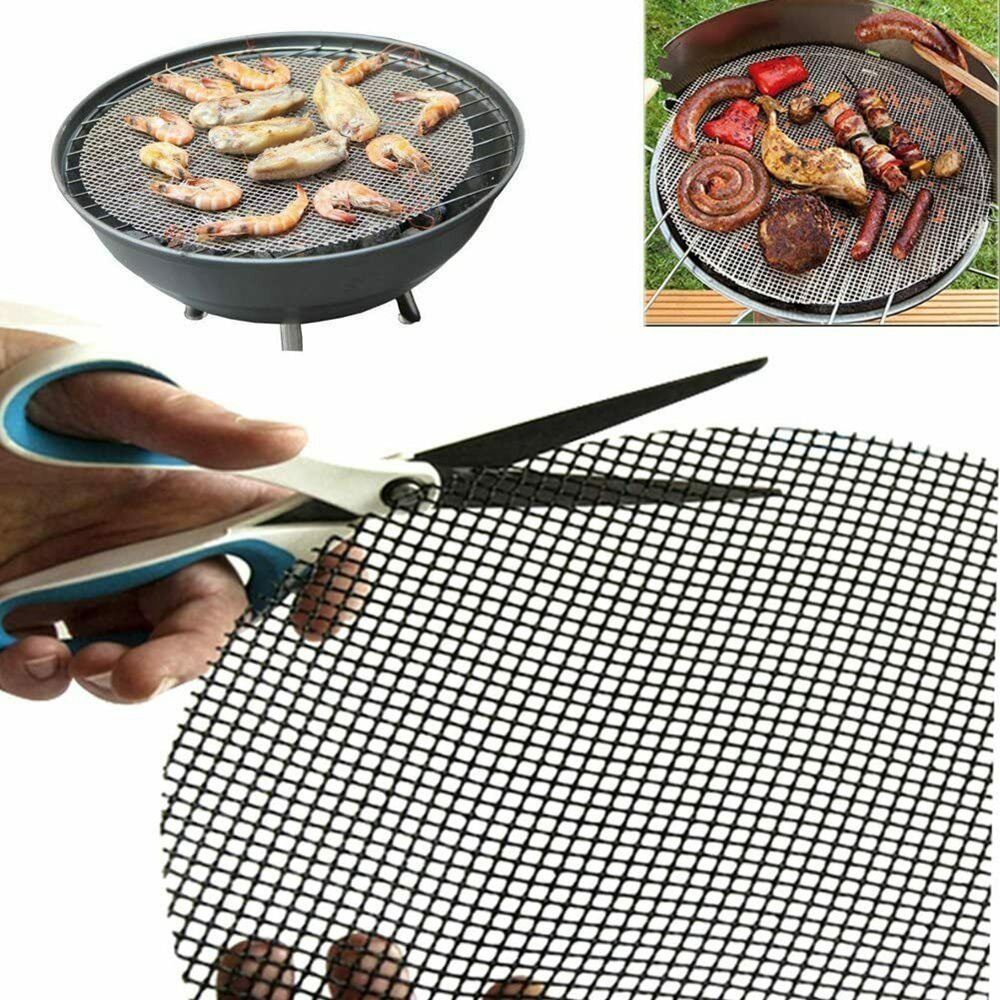 【COD Tangding】Reusable Cooking Baking BBQ Grill Mesh Non-Stick Mat Sheet Resistant Barbecue Meat