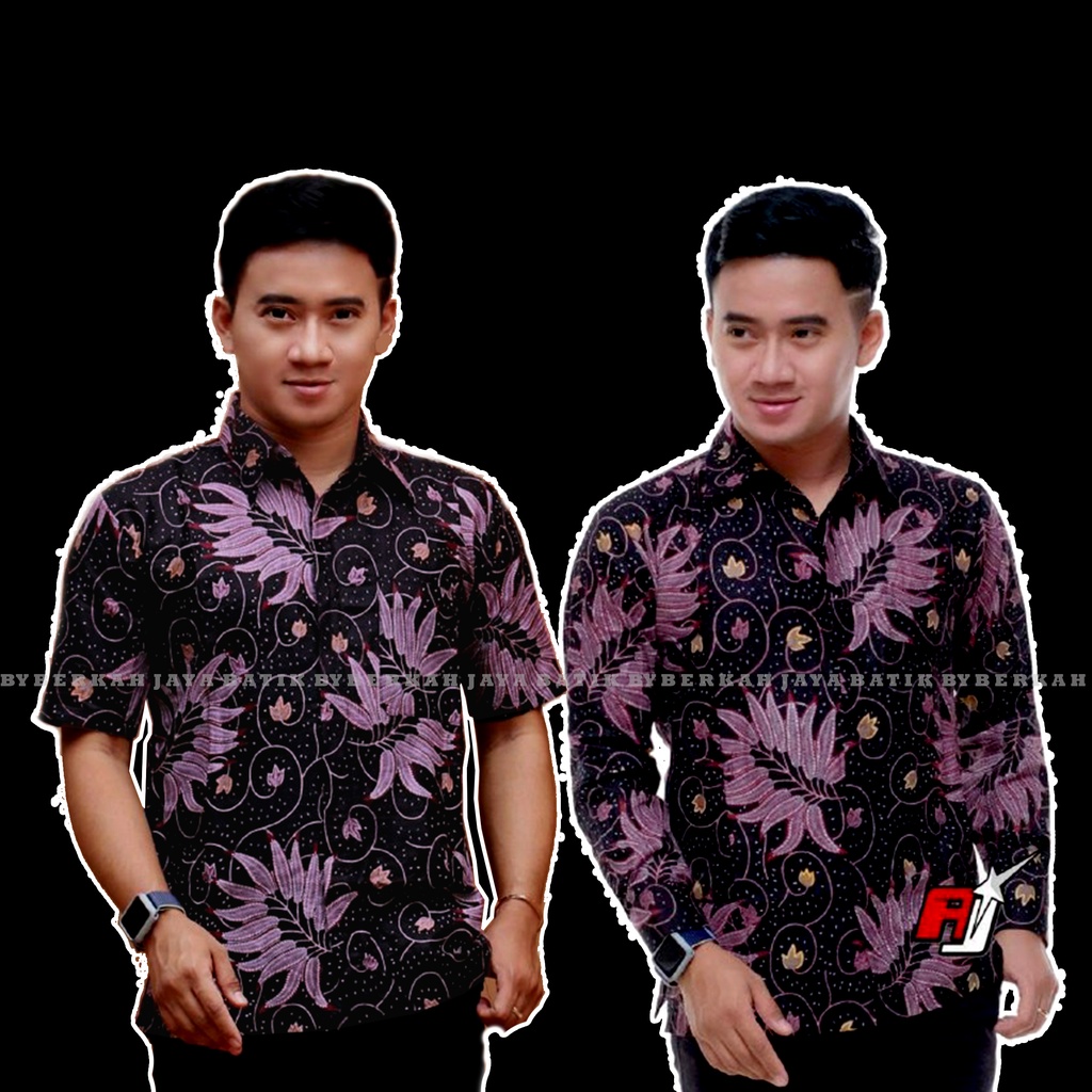 KEMEJA HEM BATIK PRIA LENGAN PANJANG COUPLE KEMEJA HEM MOTIF MELATI