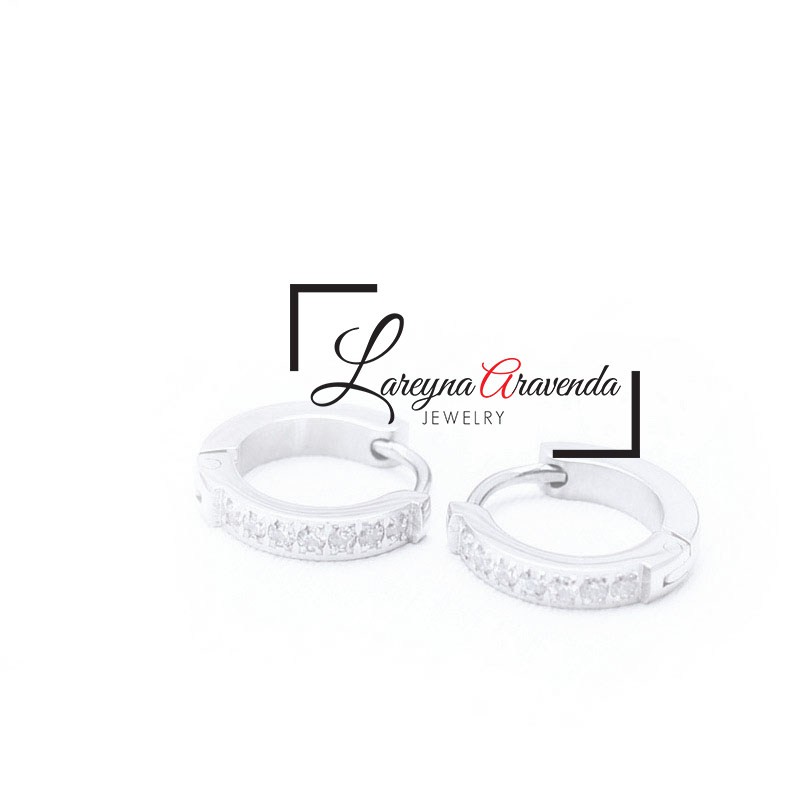 Anting Wanita Titanium Asli Model Roda Kristal Zircon AAA ET007