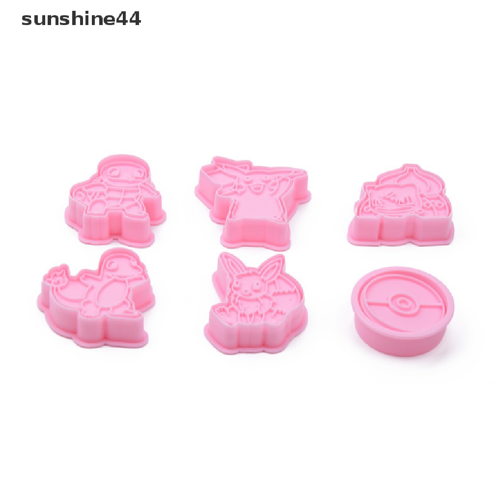 Sunshine 6PCS Cetakan Resin / Polymer Clay DIY Bentuk Pokemon Bahan Silikon