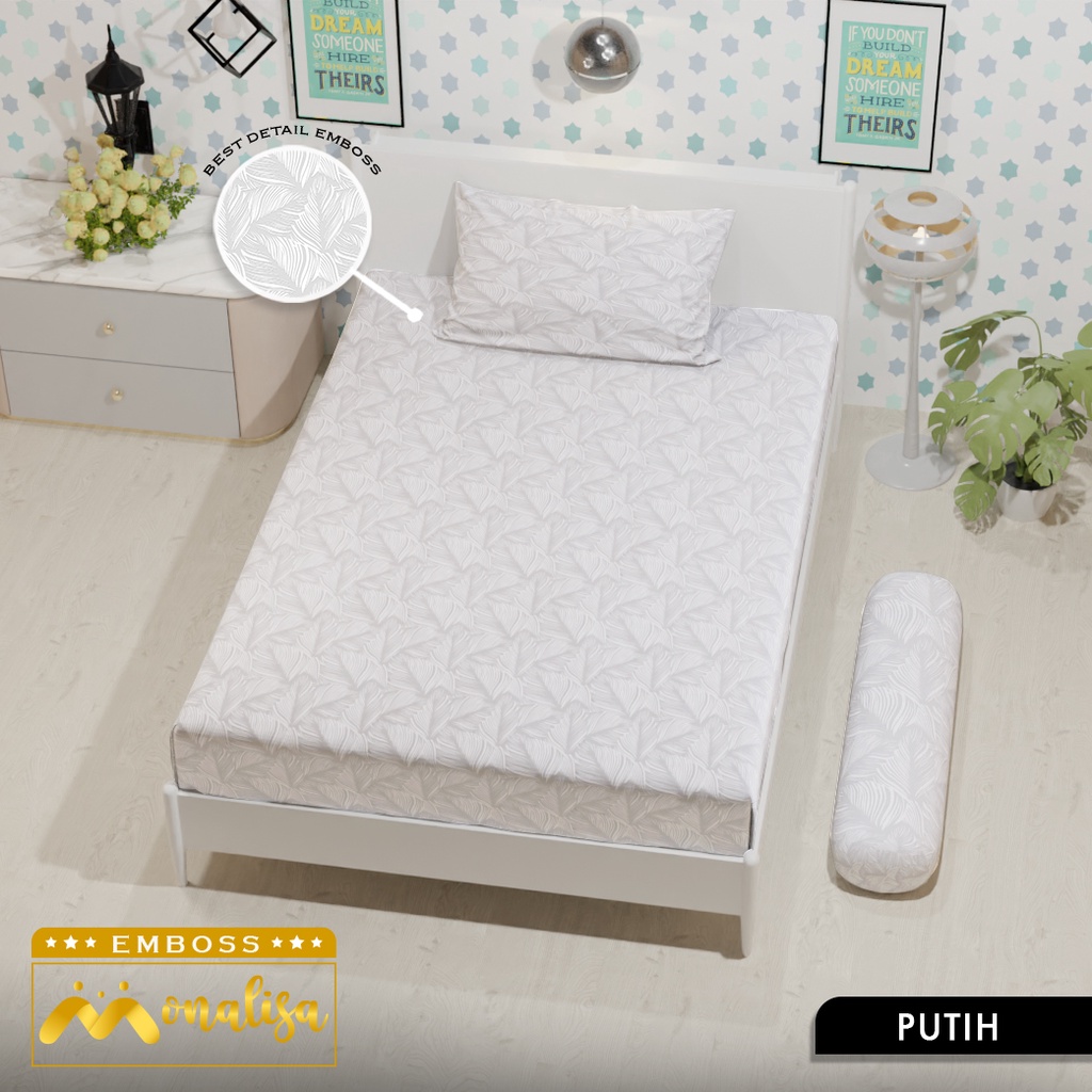 Monalisa Emboss Sprei Uk 90/100/120 - Putih