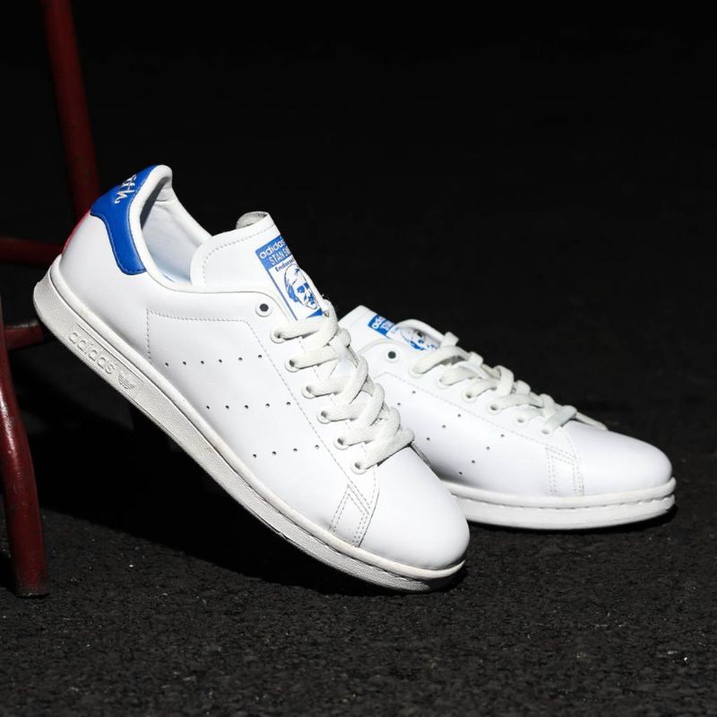 adidas stan smith script white navy