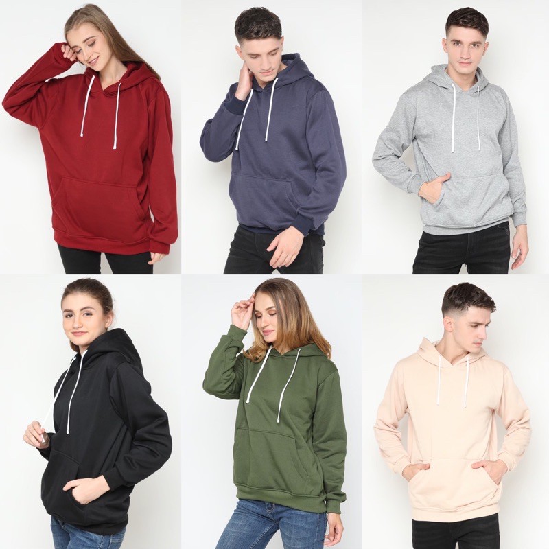 Hoodieku Hoodie Jumper Basic Polos Pria Wanita | Shopee Indonesia