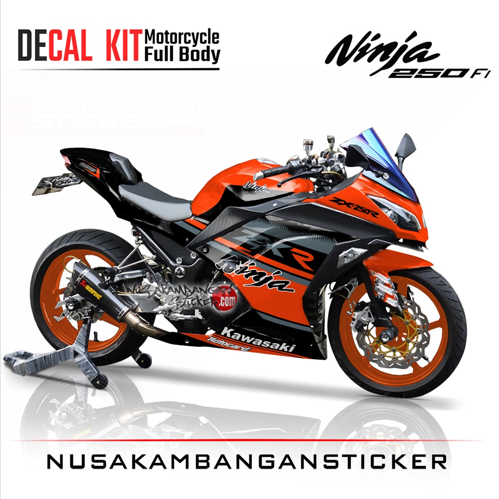 Stiker Decal Motor Kawasaki Ninja 250 fi Full Body ZXR Orange Grafis Racing Team Sticker Variasi Cus