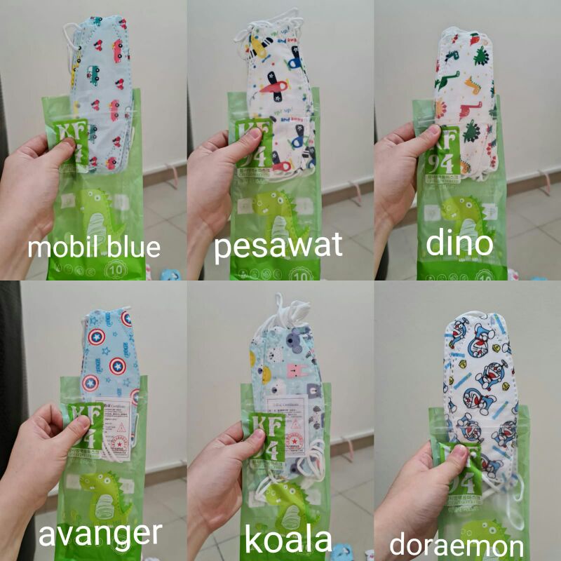 Masker KF94 anak Korea 4 ply impor 10pcs High Quality / masker anak kf94 korea motif