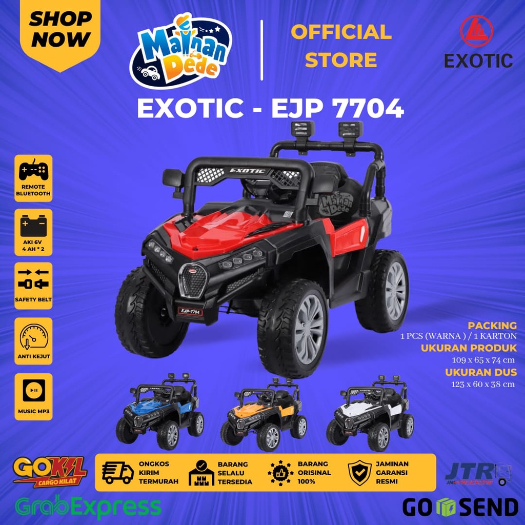 Mainan Mobil Aki Anak jeep Exotic EJP 7704 / EJP 7704+ BAN KARET-1