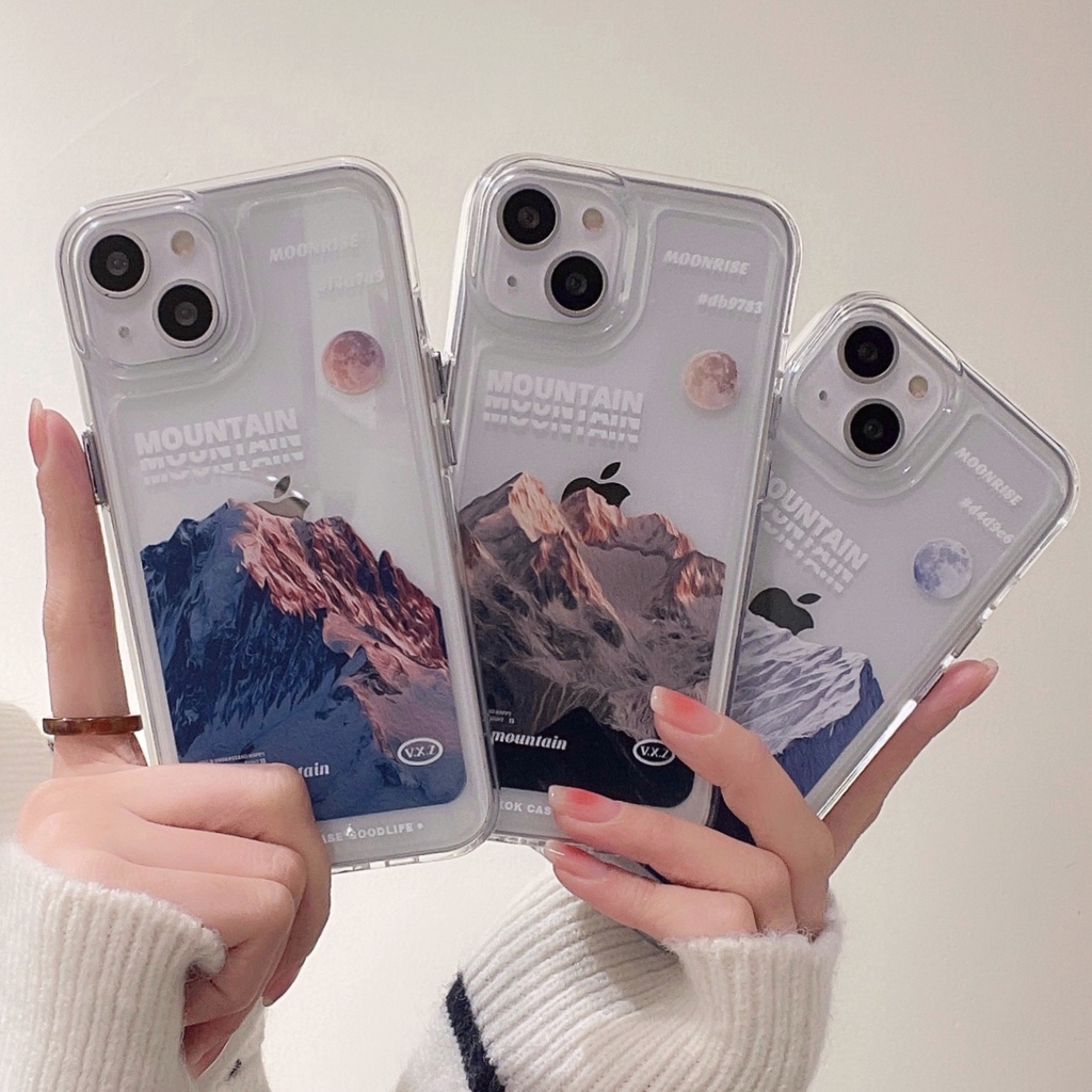 Hard Case Akrilik Motif Pemandangan Gunung Salju Untuk Iphone 13 Pro Max 12 11Pro Xs Max Xr X 8 7 Plus 8P