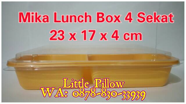 (ISI 25PCS) Mika Bento 4 Sekat Kuning/ Box Bento/ Mika Lunch Box/ Tray Bento