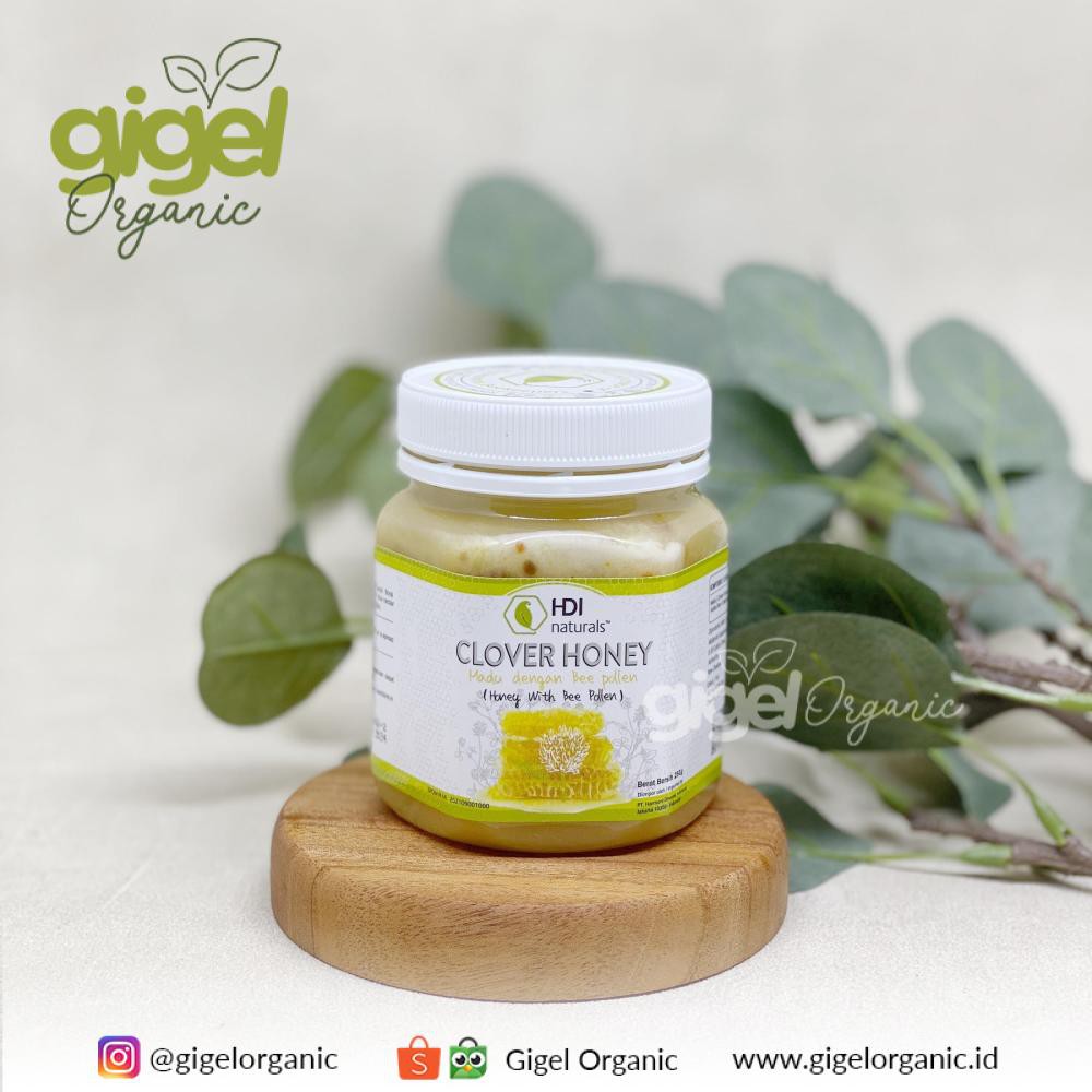 HDI Naturals Clover Honey - 250gr - Madu Dengan Bee Pollen - Gigel Organic