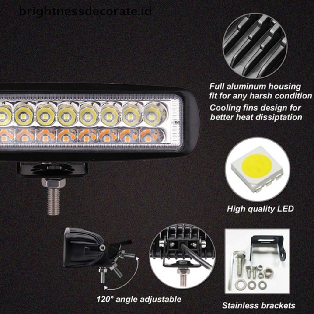 1pc Lampu Led Kerja 6 &quot;60W Warna Putih / Amber Untuk Fog Lamp Mobil Offroad