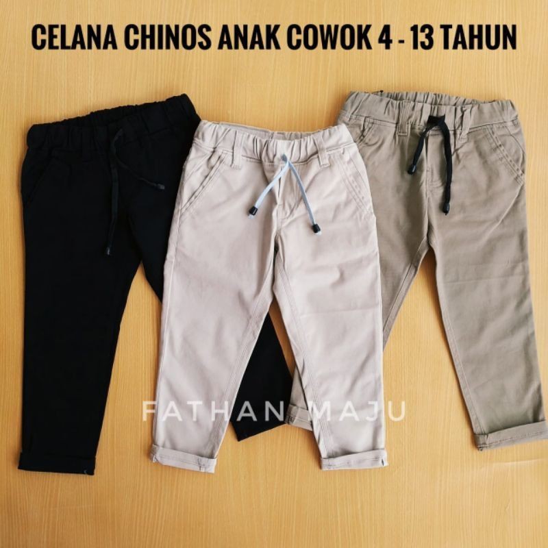 Celana Chinos Anak laki laki 4-12 Tahun Bahan Katun Kampas Model Chino