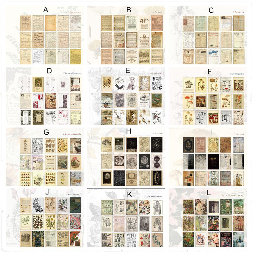 Solighter 60pcs Bahan Kertas DIY Diary Scrapbooking Writable Stationery Vintage Memo Pad