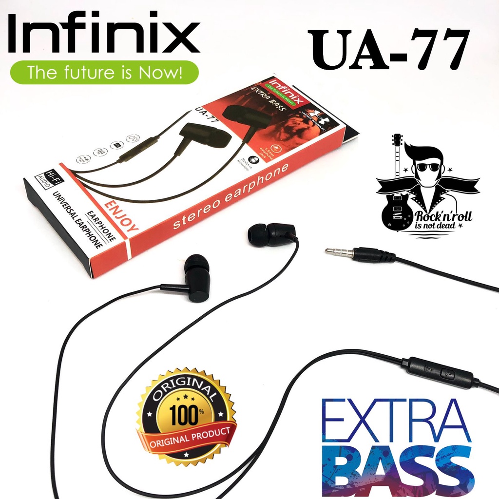 GROSIR Headset Handsfree Infinix Smart 5 Hot 8 9 10 Hot 10s Stereo Earphone Colokan Universal 3,5 INFINIX UA-77 PURE BASS