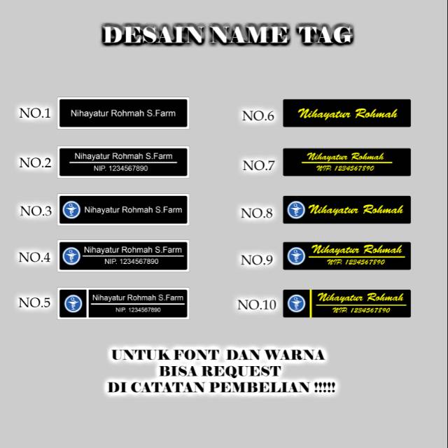 NAME TAG ( Nama Dada )