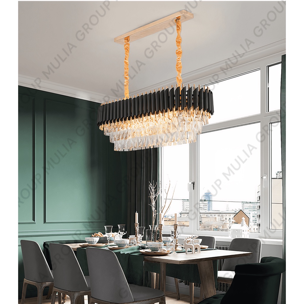 Lampu Gantung Oval Crystal Minimalis Elegan Hias Ruang Tamu 86544