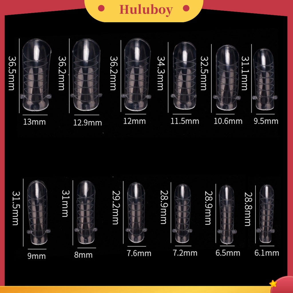 Huluboy Huluboy♡ 120pcs / Kotak Kuku Palsu Extension Ukuran Desain Transparan Untuk Nail Art