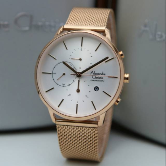 Jam Tangan Pria Original ALEXANDRE CHRISTIE AC 6555 ROSEGOLD AC6555 Garansi Resmi 1Tahun