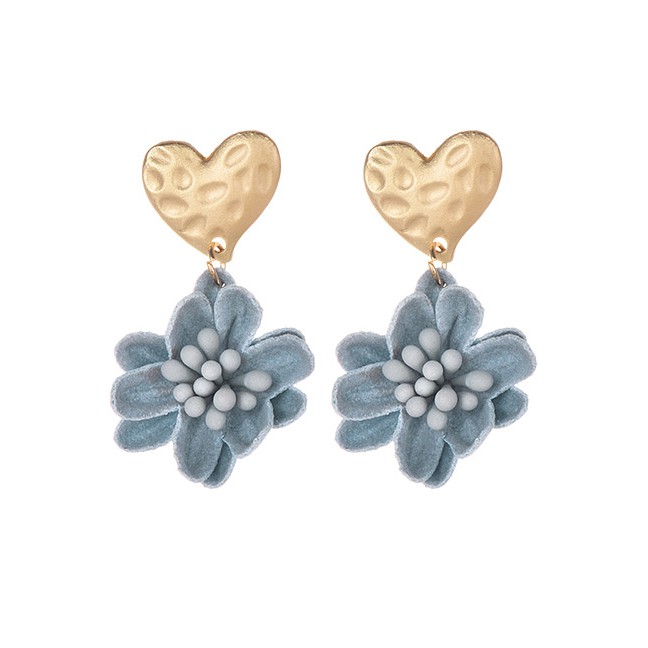 LRC Anting Tusuk Fashion Alloy Love Flannel Flower Earrings F332XX