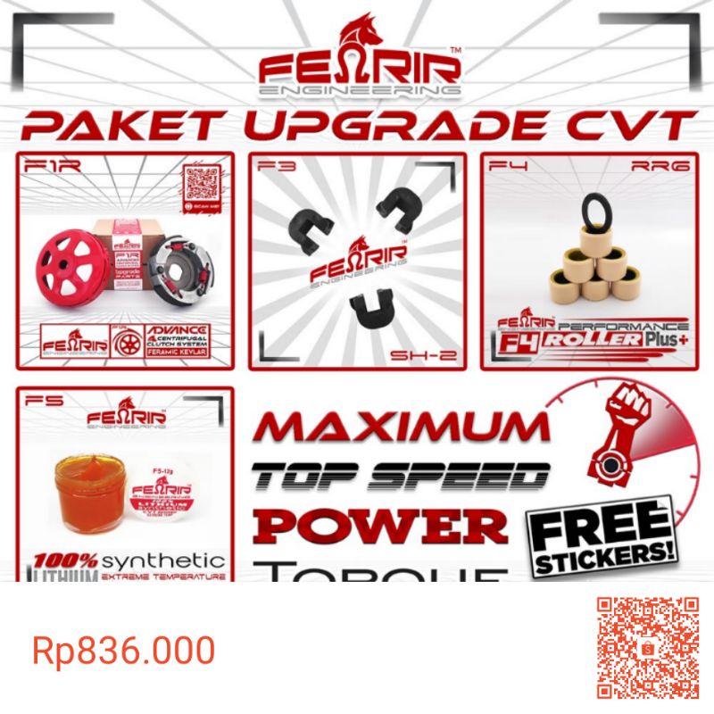 Paket upgrade CVT Beat scoopy spacy karbu - merk Fenrir -ORI