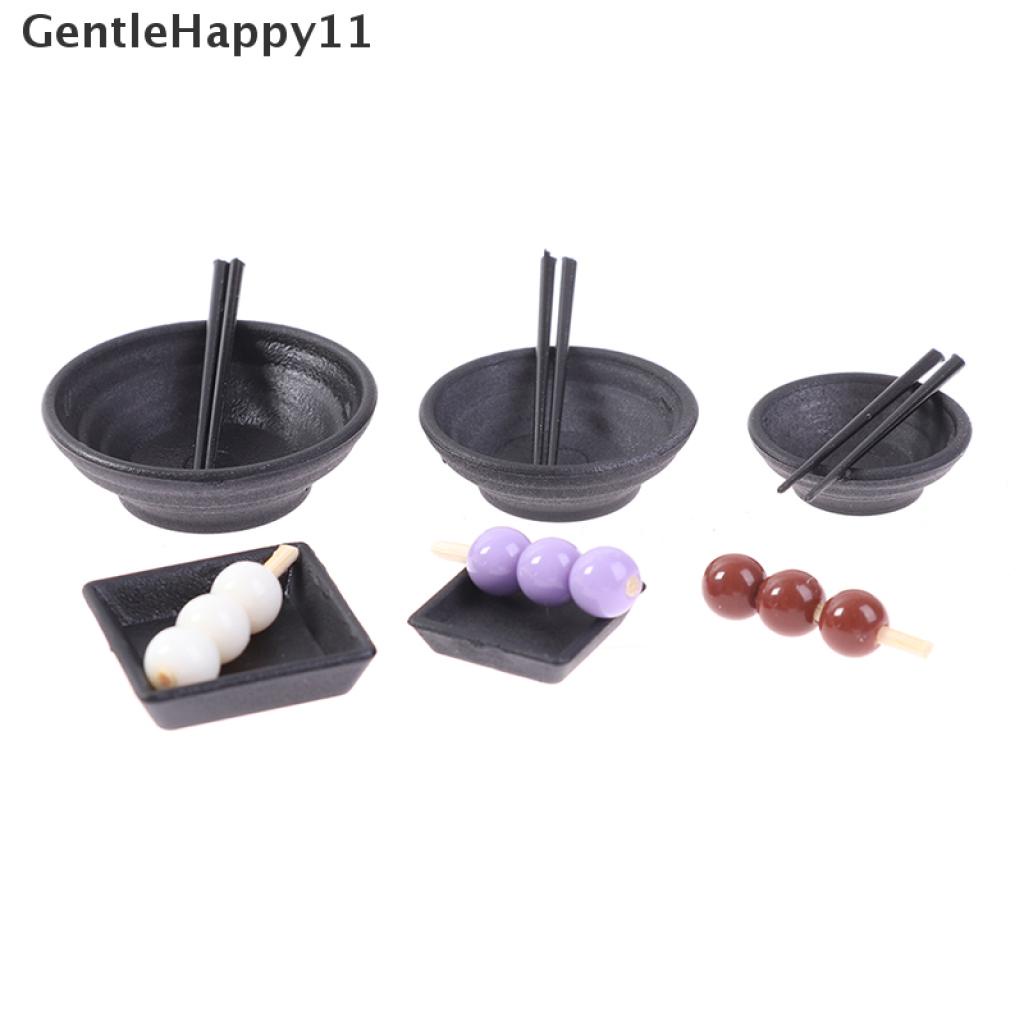 Gentlehappy Mainan Miniatur Mangkok + Sendok + Garpu + Sumpit Skala 1: 12 Untuk Dekorasi Dapur Rumah Boneka