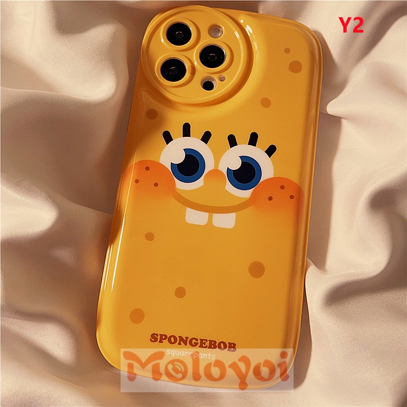 Soft Case Silikon TPU Tebal Motif SpongeBob Untuk IPhone 11 13 12 Pro MAX XR 7 8 Plus X XS MAX 6 6s Plus SE 2020