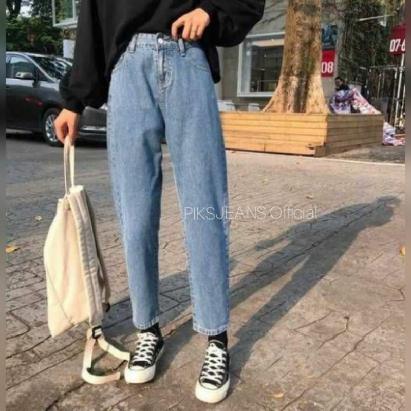 CELANA JEANS WANITA HW HIGHWAIST BIRU WHITE RIPPED KNEE NO CELANA JEANS WANITA HW HIGHWAIST BIRU WHITE RIPPED KNEE NO