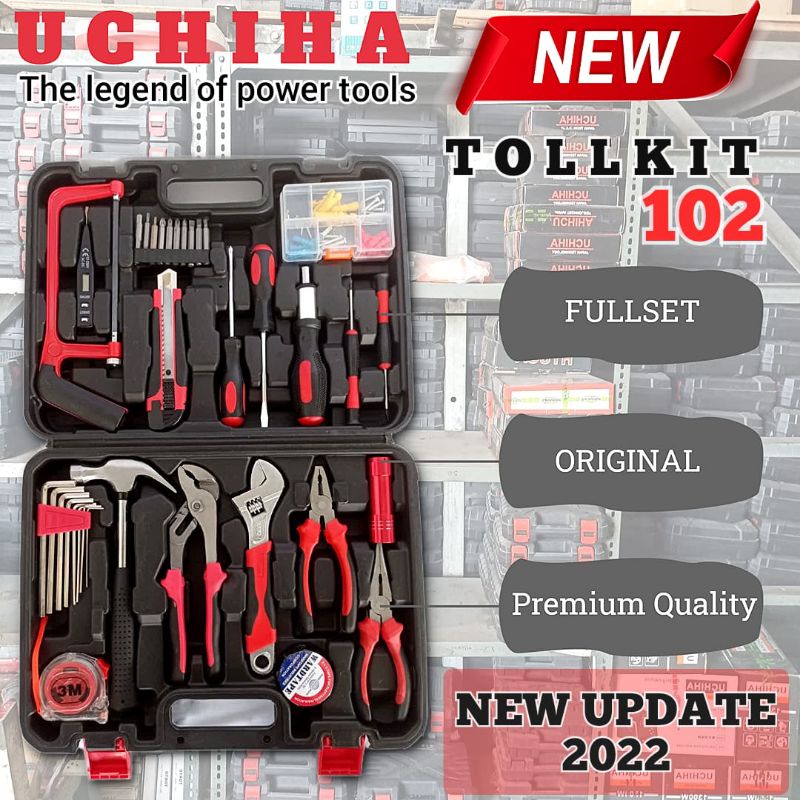 tool kit 102pcs full set palu tang kunci L obeng gergaji asli uchiha ori