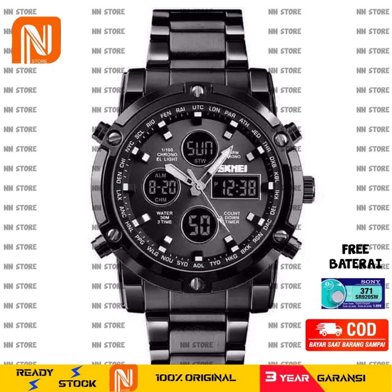 [ !!BEST SELLER!! ] SKMEI 1389 Jam Tangan Pria Digital Analog - Jam Tangan Pria Keren Kekinian - Tali Stenlis