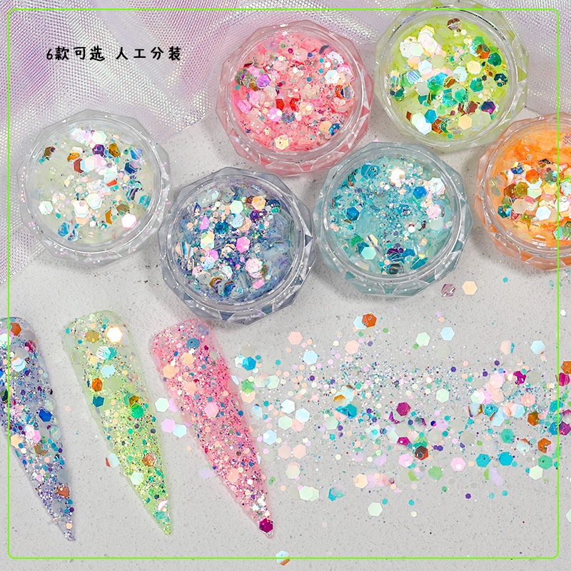 MSY  Payet Glitter Glow In The Dark Aksesoris Nail/Hiasan Kuku Nail Art