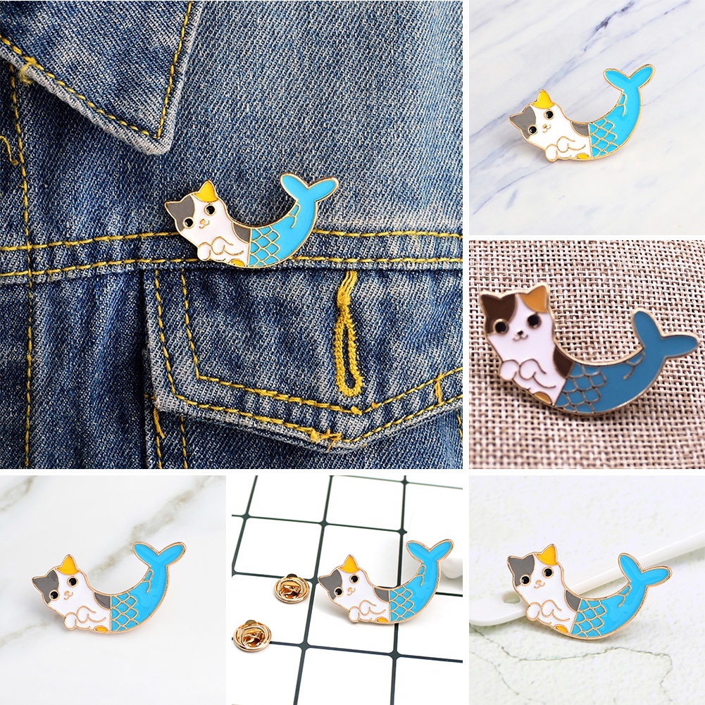 Bros Pin Enamel Bentuk Kartun Kucing Untuk Dekorasi Jaket Denim