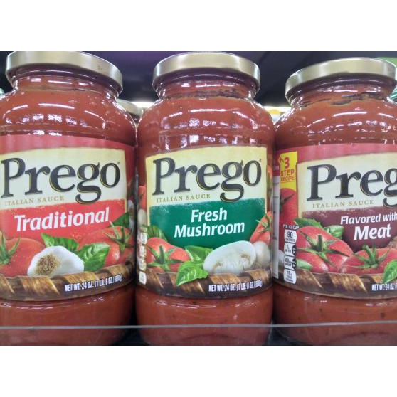 

prego sauce spaghetti traditional, mashroom, meat