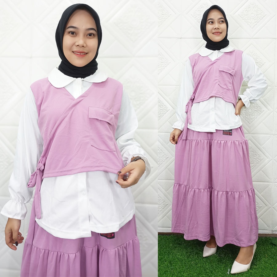 SETELAN GYL KEMEJA ROMPI + ROK FREE GESPER GL FASHION