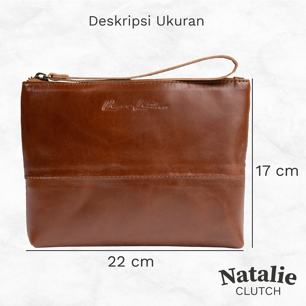 Kenes Leather Clutch Tas Tangan Unisex Kulit Asli NATALIE Pullup - Free Grafir Nama