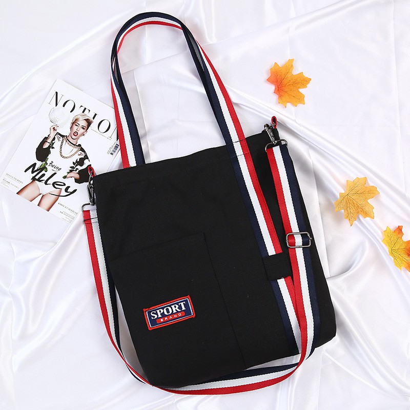 TC-109 tas canvas wanita tote bag selempang besar sekolah kampus import korea jepang