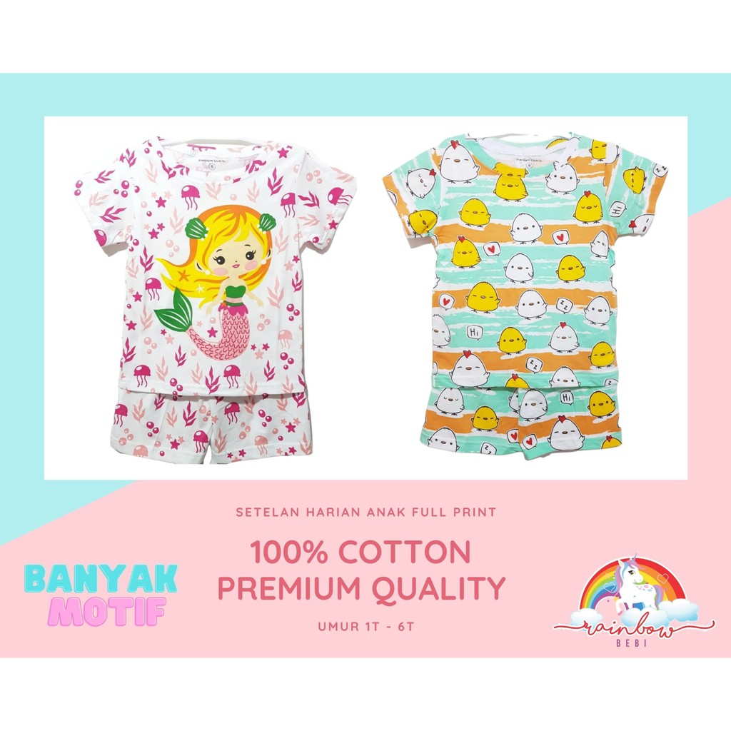 Setelan Baju Harian Anak Perempuan Fullprint