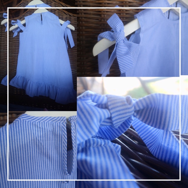 Dress Cantik Biru Langit 5 Y garis