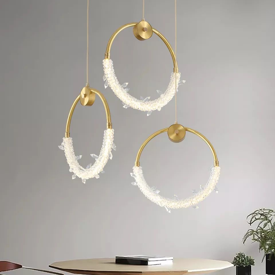 Lampu Gantung Hias Dekorasi Rumah Mewah  Gold Ring Premium Chandelier