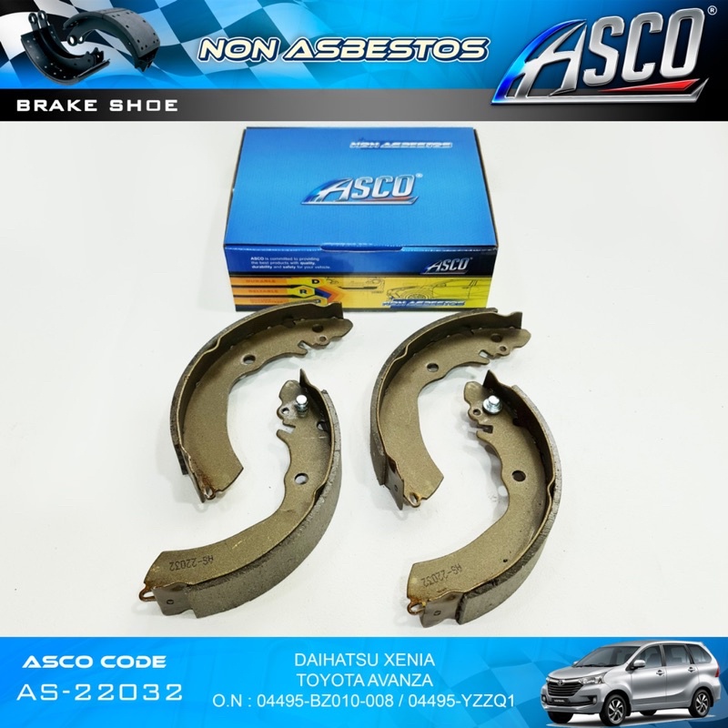 Brake Shoe / Kampas Rem Belakang Set Toyota Avanza &amp; Daihatsu Xenia ALL ASCO AS-22032