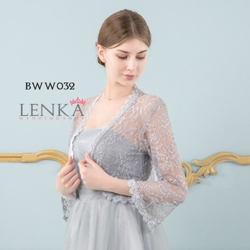 [TOKO TERPERCAYA] AKSESORIS CARDIGAN BROKAT PERNIKAHAN WANITA RENDA SILVER BWW032