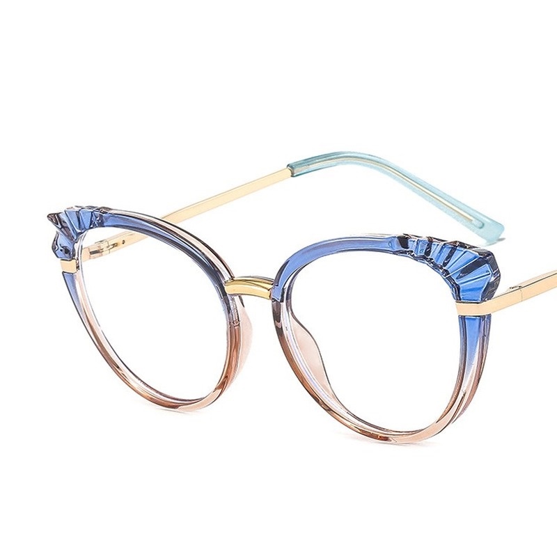 （YUZHU）COD Western Fashion Cat Eye TR90 Kacamata Anti Biru Tren Kacamata Retro Wanita