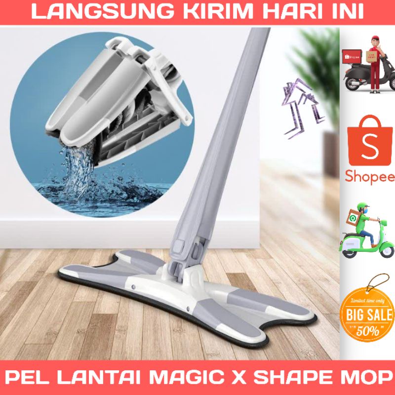 PRODUK NEW TERMURAH TERLARIS Alat Pel peras Praktis mop magic bentuk Light X-shape Mop/pel putar twist mop Alat Pel Lantai Pel