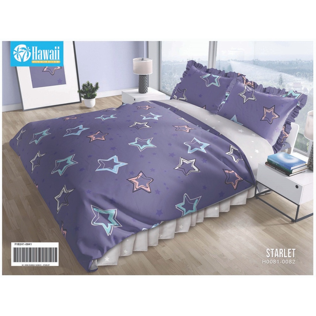 Bedcover Set Hawaii Motif Starlet - 180x200x20cm / Bedcover Hawaii Murah