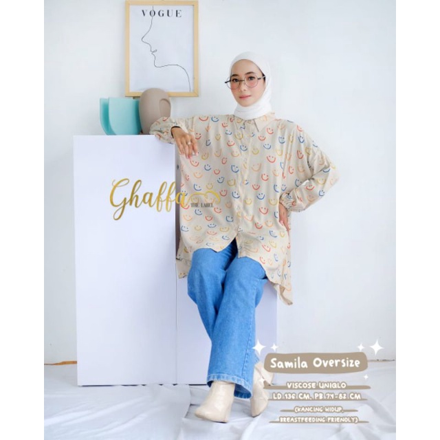 SAMILA OVERSIZE BY GHAFFA THE LABEL / BLOUSE MOTIF WANITA MUSLIMAH / Blouse jumbo rayon viscose