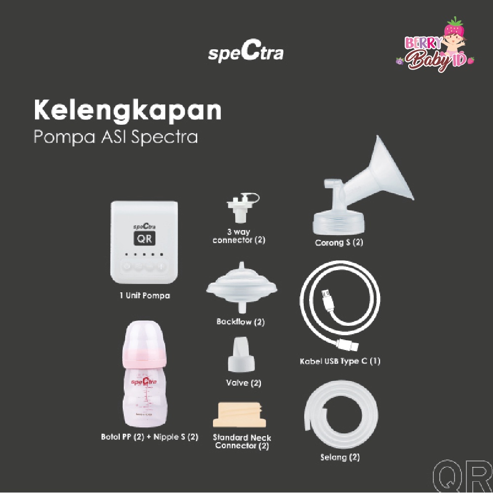 Spectra Breast Pump Electric QR Pompa ASI Elektrik Rechargeable Berry Mart