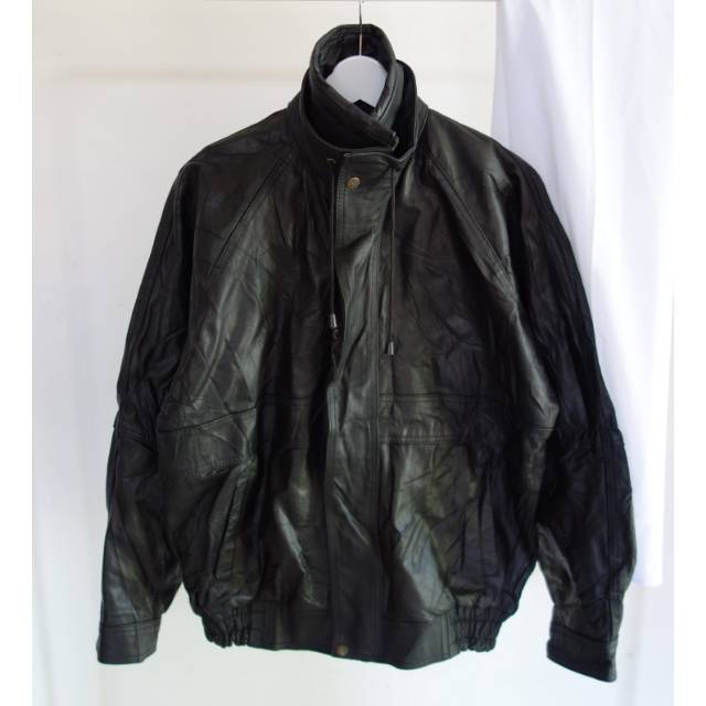 Jaket Parka Kulit Asli Genuine Leather Hitam Second Branded Preloved Murah