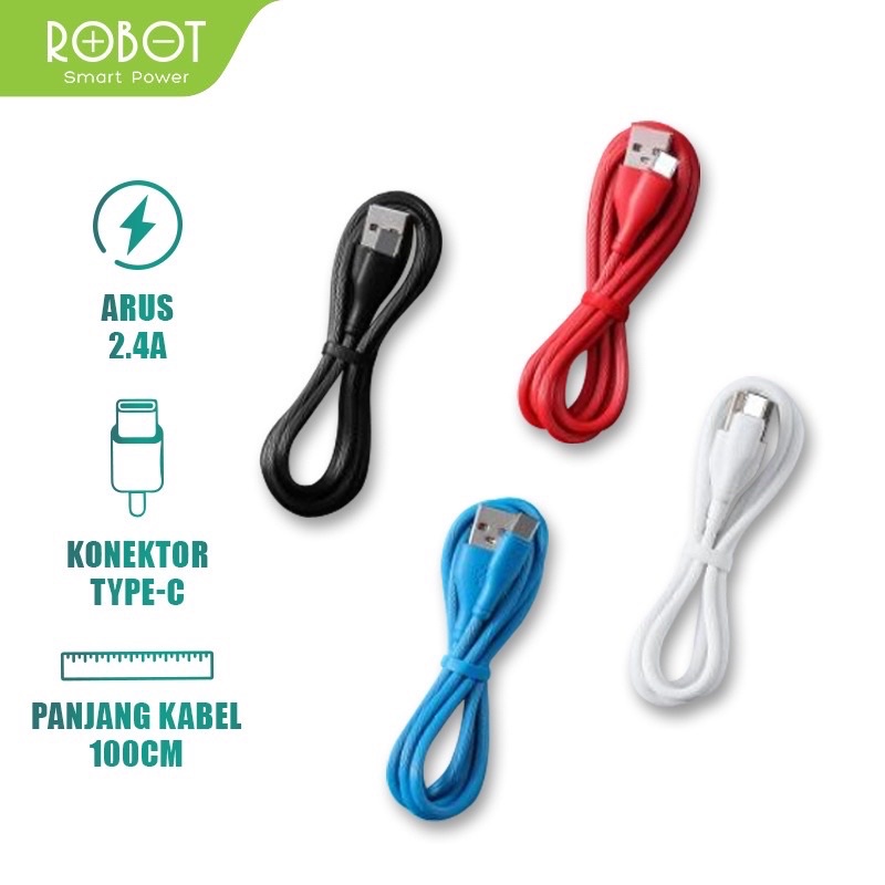 ROBOT Kabel Data RT-TL100 Type-C &amp; iPhone 1M Data Cable Original - Garansi Resmi 1 Tahun