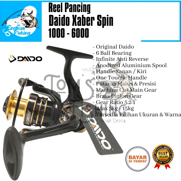 Reel Pancing Daido Xaber Spin 1000 - 6000 (6 Bearing) Alumunium Murah Berkualitas - Engkus Fishing